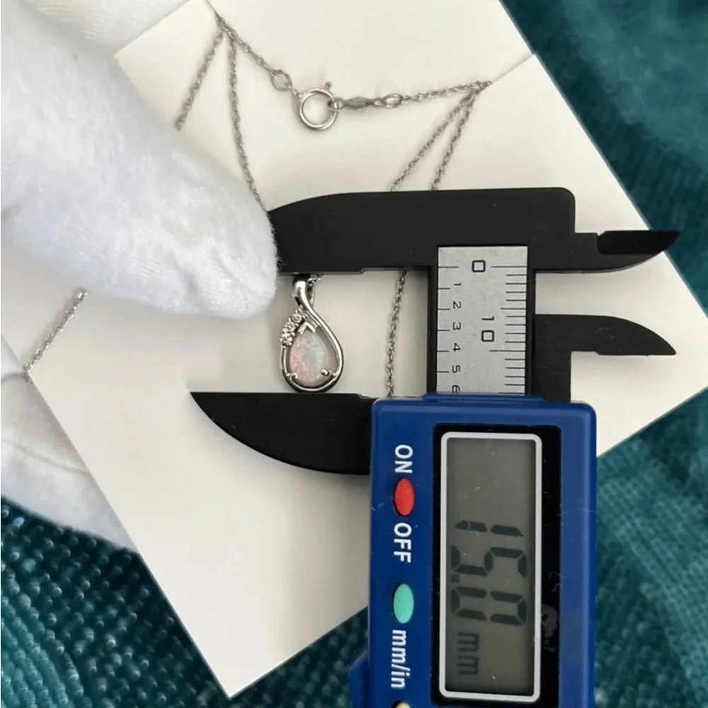 💖SOLD!💖 14K Pink Opal & Diamond Modernist Pendant Necklace in Solid Rose Gold - Picture 6 of 9